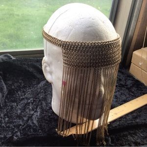 Gold tassels multiple strand gold-tone Egyptian revival type necklace.